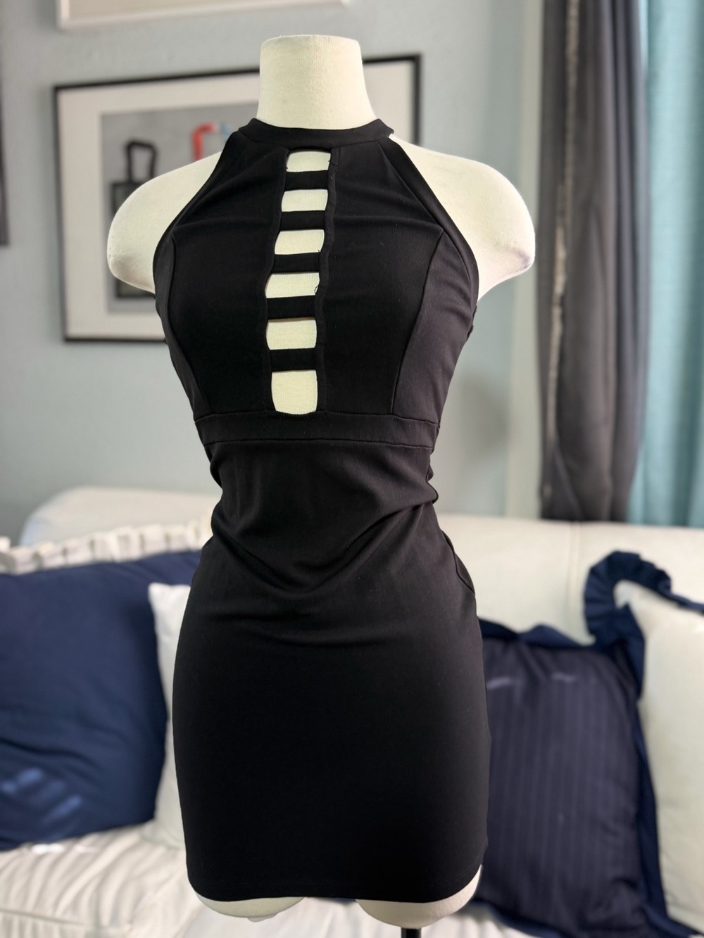 Black Cutout Halter Bodycon Dress